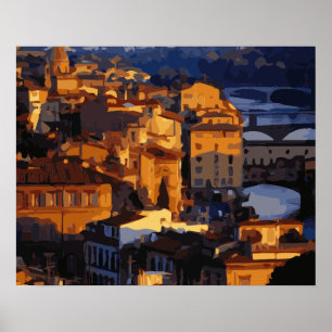 Gorgous Florence Italien Sunset Scene Poster