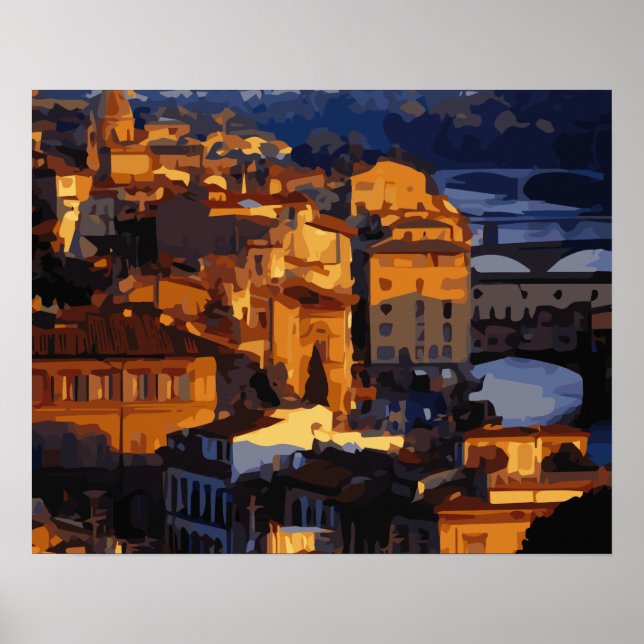 Gorgous Florence Italien Sunset Scene Poster (Framsidan)