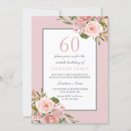 Gorgous Flowers Womans 60:e Födelsedagsfesten Inbj Inbjudningar