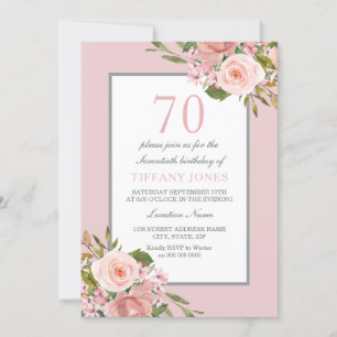 Gorgous Flowers Womans 70:e Födelsedagsfesten Inbj Inbjudningar