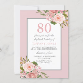 Gorgous Flowers Womans 80:e Födelsedagsfesten Inbj Inbjudningar