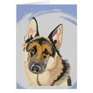 Gorgous German Shepherd, Alsatian Hund Teckning Hälsningskort