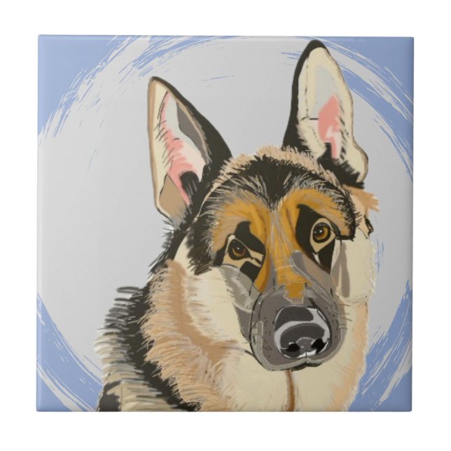 Gorgous German Shepherd, Alsatian Kakelplatta (Framsidan)