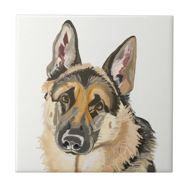 Gorgous German Shepherd, Alsation Hund Kakelplatta (Framsidan)