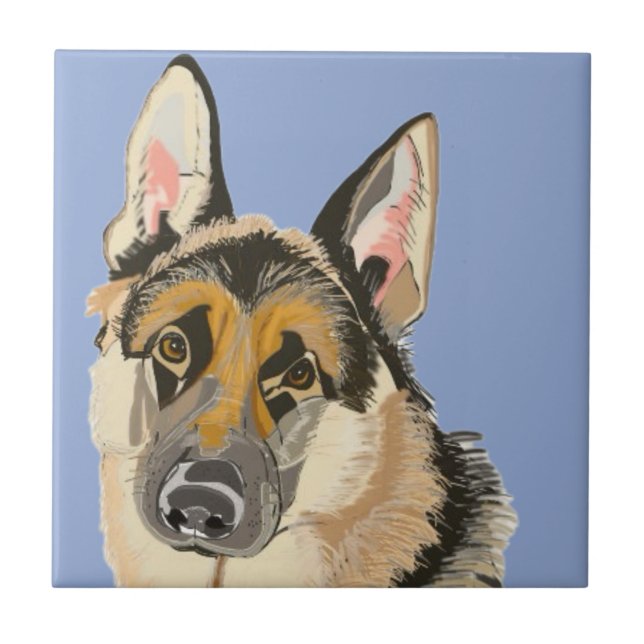 Gorgous German Shepherd, Alsation Hund Kakelplatta (Framsidan)