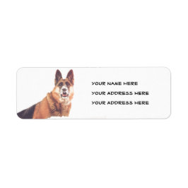 Gorgous German Shepherd in Snö Address Label Returadress Etikett