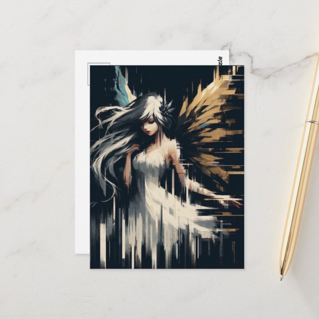 Gorgous Glitch Fairy Vykort (Fram/Back In Situ)