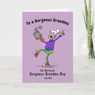 Gorgous Grandma Day 23 Granny Baking Cookies Helgkort