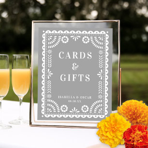 Gorgous Grått Papel Picado Wedding Reception-tecke Poster