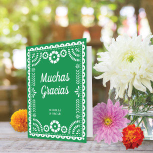 Gorgous Grönt Papel Picado Bröllop Tack Kort