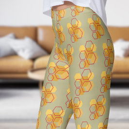 Gorgous Grönt Sage Honeycomb Mönster Leggings