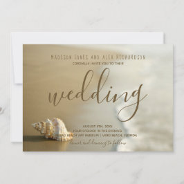 Gorgous Guld Seashell Beach Wedding bjudande Inbjudningar