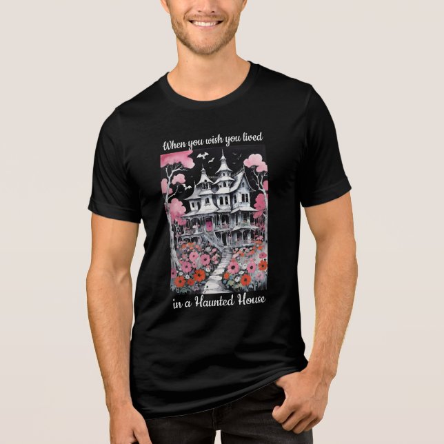 Gorgous Halloween Haunted House-Blommigt T Shirt (Framsida)