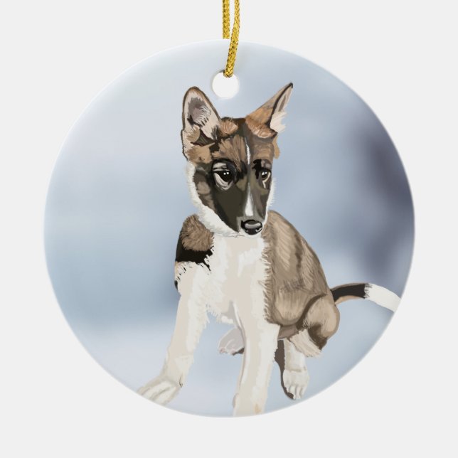 Gorgous Husky Puppy Ceramic Ornament (Framsidan)