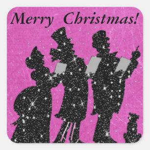 Gorgous jul Carolers Sticker Fyrkantigt Klistermärke