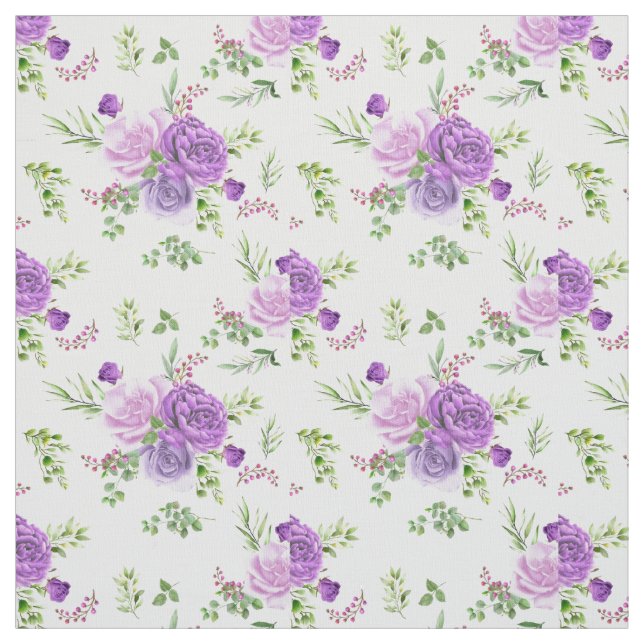 Gorgous Lavender and White Blommigt Fabric Tyg (Provkarta)