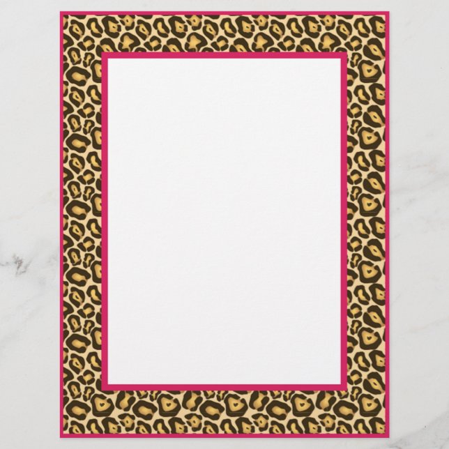 Gorgous Leopard Print Gräns Stationery - Rosa (Framsida)