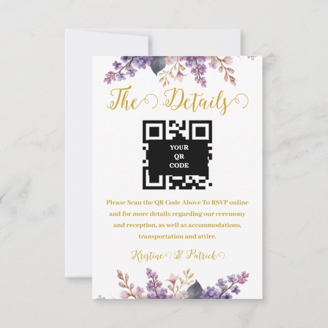 Gorgous Lilac Vineyard Bröllop Närmare QR-kod OSA Kort (Baksida)