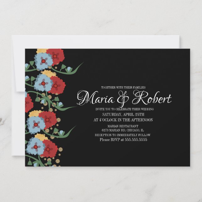 Gorgous Mexican Greenery Vine Faux Glitter Inbjudningar (Framsida)