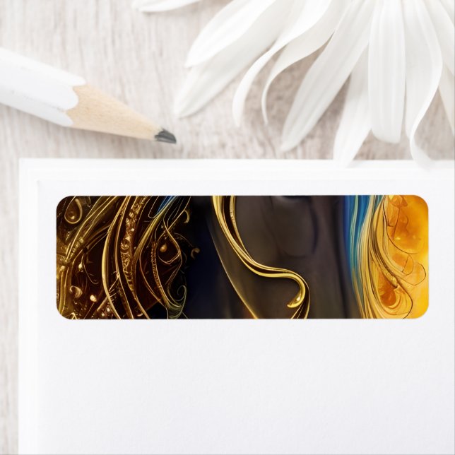 Gorgous Mörk Horse Triptych Returadress Etikett (Insitu)