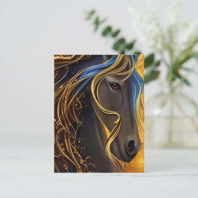 Gorgous Mörk Horse Triptych Vykort (Stående Fram)