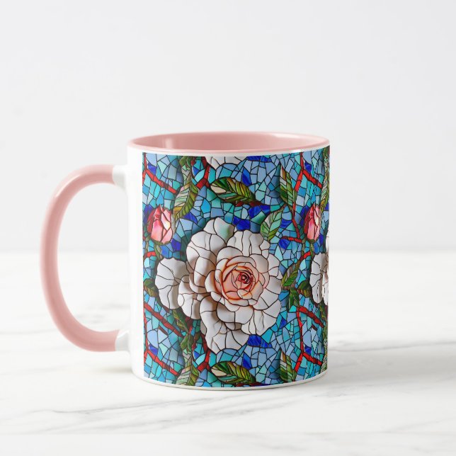 Gorgous Mosaic Flowers Mönster Mugg (Vänster)