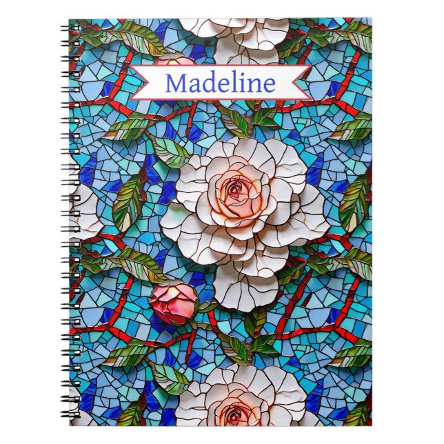 Gorgous Mosaic Flowers Mönster Personlig Anteckningsbok (Framsidan)