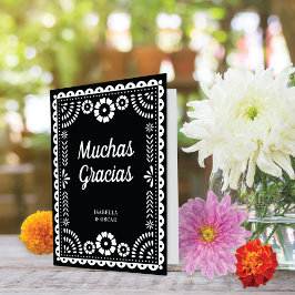 Gorgous Ornate Papel Picado Black White Bröllop Tack Kort