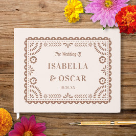 Gorgous Ornate Papel Picado Chic Neutralt Bröllop Gästböcker