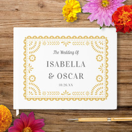 Gorgous Ornate Papel Picado Chic Neutralt Bröllop Gästböcker