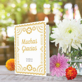 Gorgous Ornate Papel Picado Chic Neutralt Bröllop Tack Kort