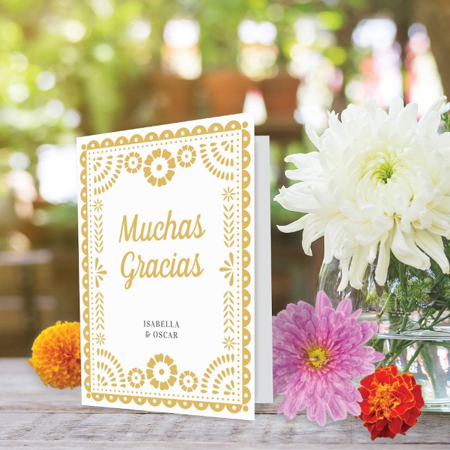 Gorgous Ornate Papel Picado Chic Neutralt Bröllop Tack Kort (Skapare uppladdad)