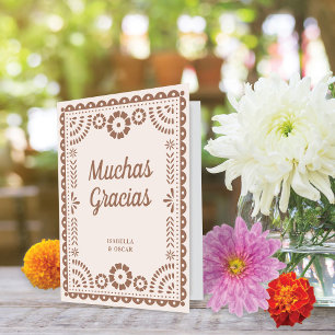 Gorgous Ornate Papel Picado Chic Neutralt Bröllop Tack Kort