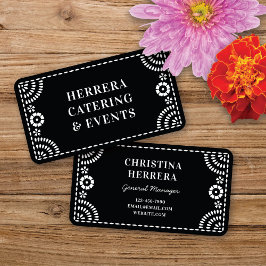 Gorgous Ornate Papel Picado Ram Black White Visitkort