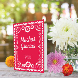 Gorgous Ornate Papel Picado Shock rosa Bröllop Tack Kort