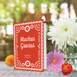 Gorgous Ornate Papel Picado Warm Red Bröllop Tack Kort