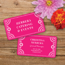 Gorgous Ornate Shock rosa Papel Picado Catering Visitkort