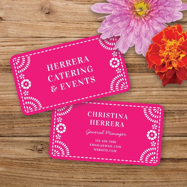 Gorgous Ornate Shock rosa Papel Picado Catering Visitkort (Skapare uppladdad)