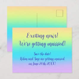 Gorgous Pastel Rainbow Bröllop Spara-The-Date Meddelande Vykort