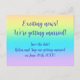 Gorgous Pastel Rainbow Bröllop Spara-The-Date Meddelande Vykort