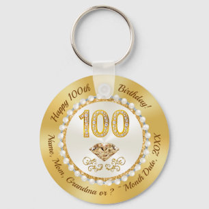 Gorgous Personalize, 100:e Födelsedagsfestens favo Nyckelring
