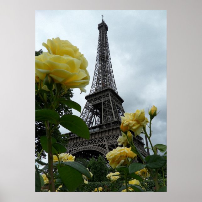Gorgous Photo Eiffel Torn Paris Gul ros Poster (Framsidan)