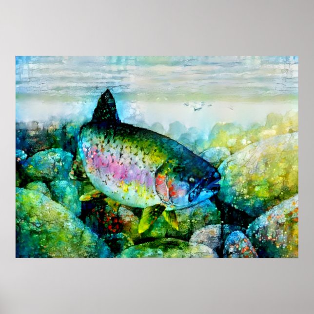 Gorgous Rainbow Trout in Ljusa färger Poster (Framsidan)