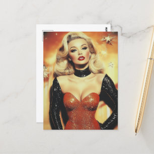 Gorgous Retro Blond Woman Vykort