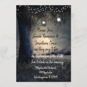 Gorgous Romantic Lantern Lit Träd Bröllop Inbjudningar