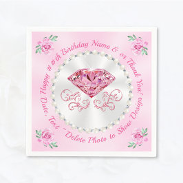 Gorgous, Rosa Grattis på födelsedagen Napkins, 3 S Pappersservett