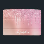 Gorgous rosa ros guld och koppar glitter iPad mini skydd<br><div class="desc">Den här söt ipad cover-designen har faux rosa ros guld och koppardroppande glitter metallisk struktur och kalligrafteckensnitt för elegant.</div>