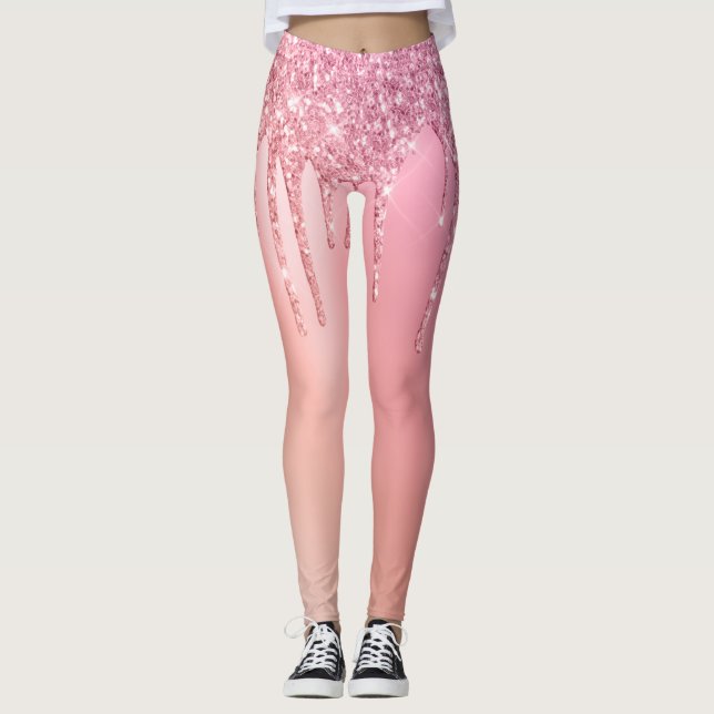 Gorgous rosa ros guld och koppar glitter leggings (Framsida)