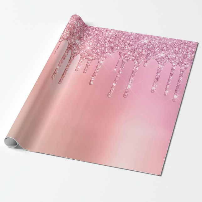 Gorgous rosa ros guld och koppar glitter presentpapper (Utrullad)