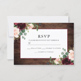 Gorgous Rustic Burgundy Flowers Elegant bröllop OSA Kort